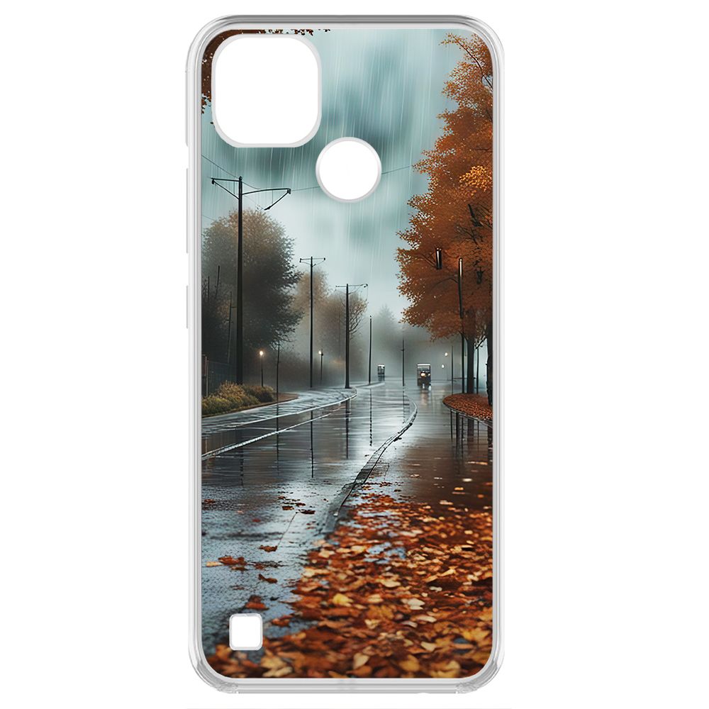 

Чехол-накладка Krutoff Clear Case Осенний дождь для Realme C21Y, Прозрачный