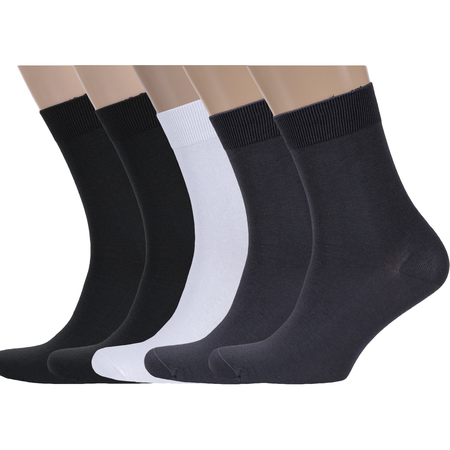 Комплект носков мужских Rusocks 5-М-1134 белый; серый; черный 25, 5 пар