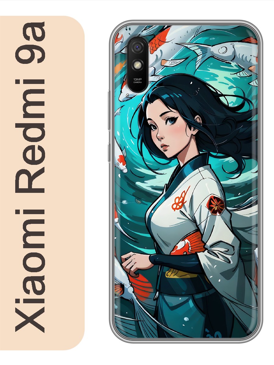 

Чехол на Xiaomi Redmi 9a девушка с рыбами 947, red9aanim
