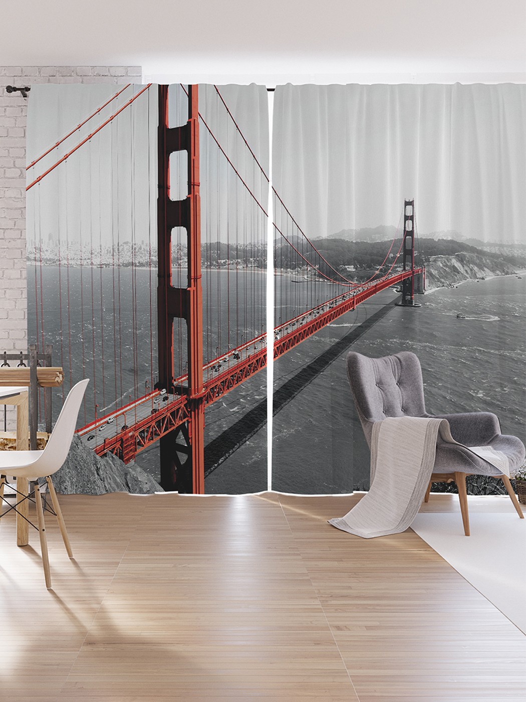 

Шторы под лён JoyArty "Мост спасения", серия Oxford DeLux, 340х265 см, Мост спасения