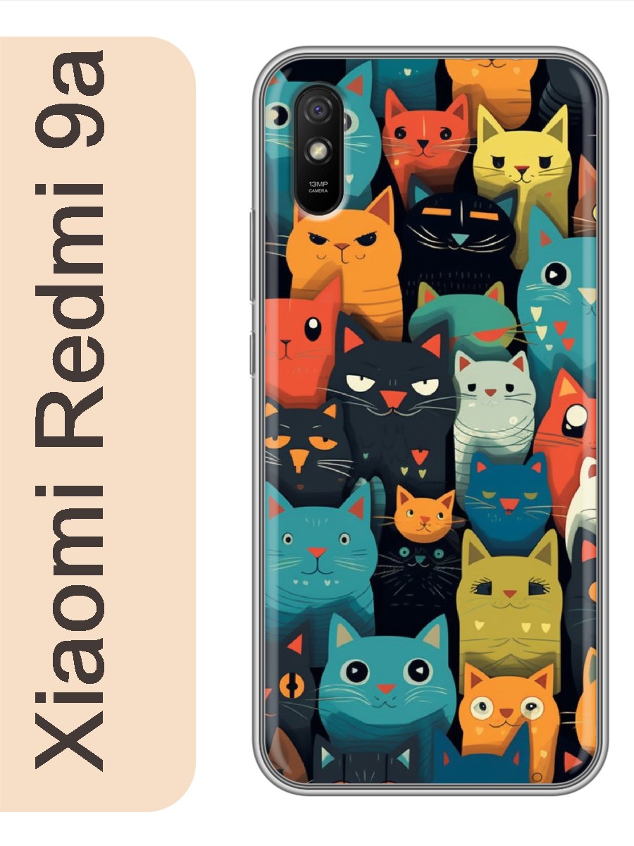

Чехол на Xiaomi Redmi 9a коты фон 916, Прозрачный, red9acats