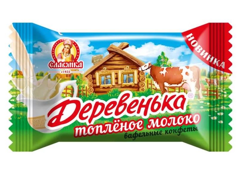 Конфеты Славянка Деревенька вафельные со вкусом топленого молока +-500 г