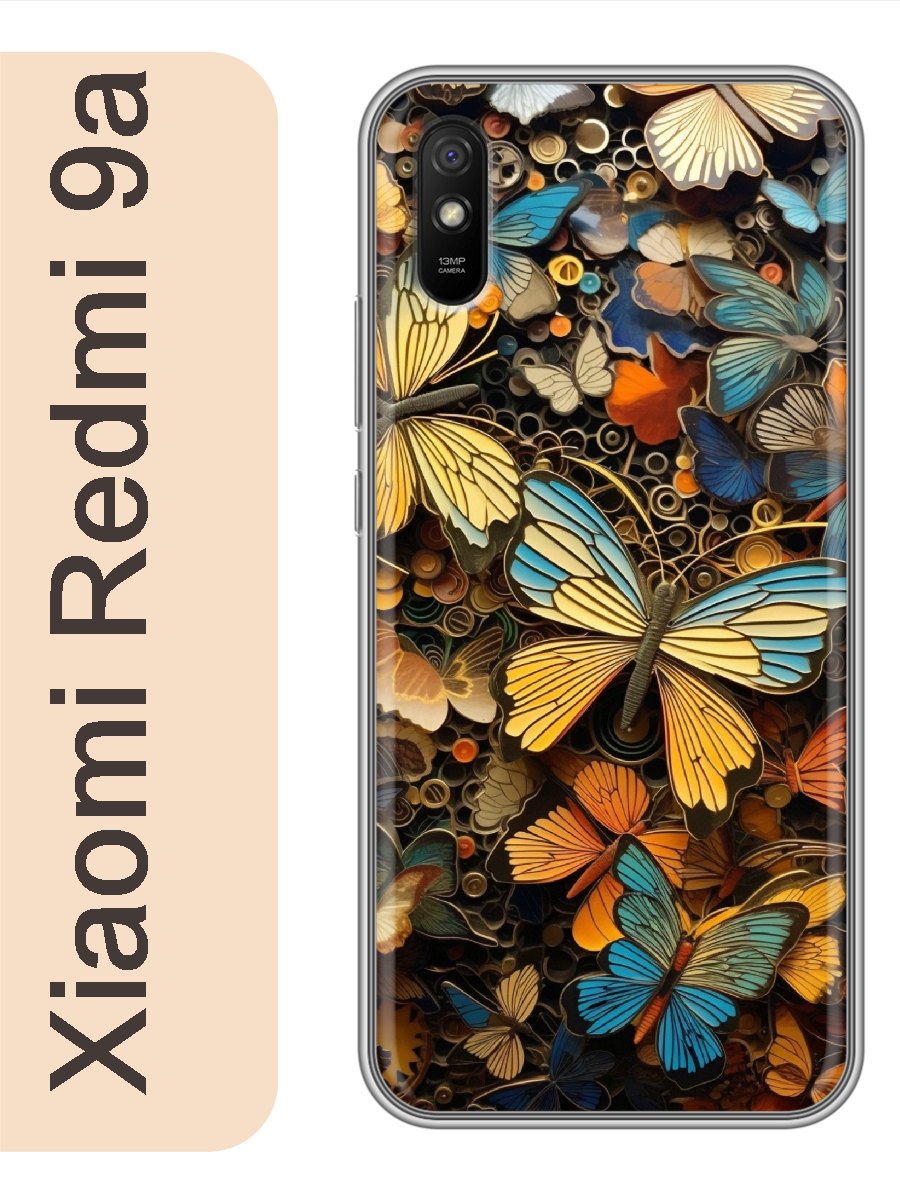 

Чехол на Xiaomi Redmi 9a бабочки 893, Прозрачный, red9arzne