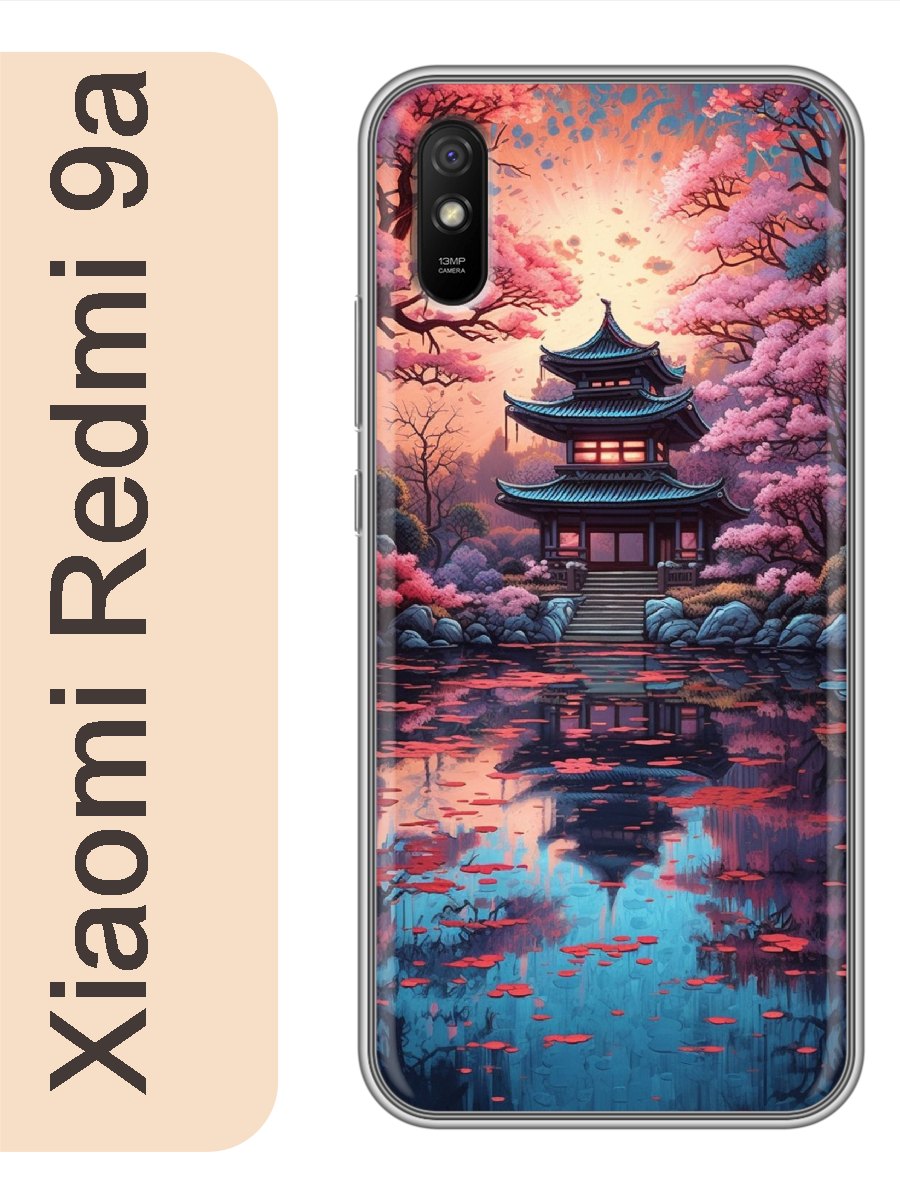 

Чехол на Xiaomi Redmi 9a сакура и пагода 892, Прозрачный, red9arzne
