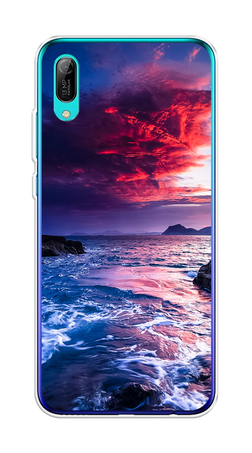 

Чехол Awog на Huawei Y6 Pro (Prime) 2019 "Волны 1", Розовый;синий, 68150-4