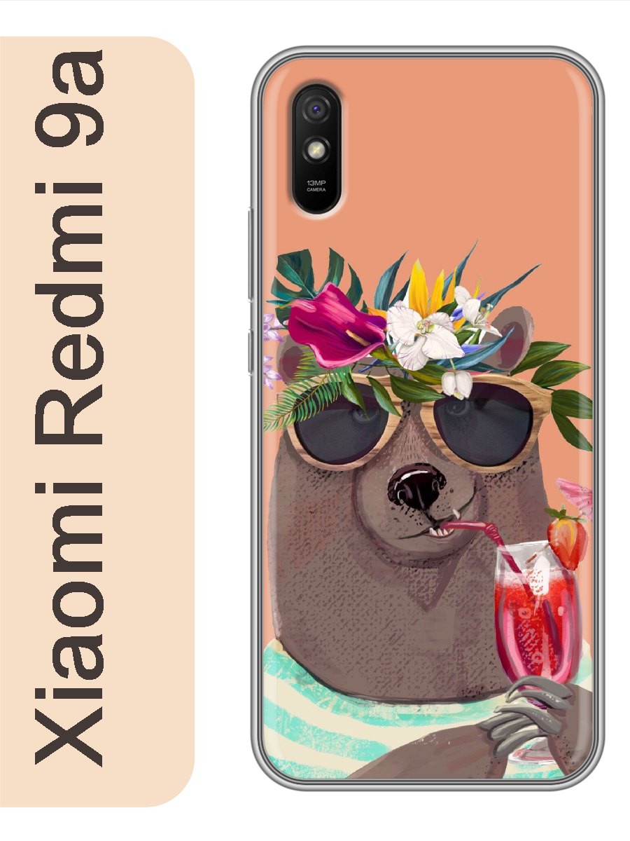 

Чехол на Xiaomi Redmi 9a мишка с коктейлем 854, Прозрачный, red9azhiv