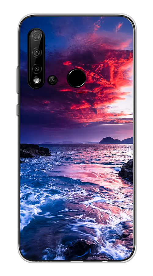 

Чехол Awog на Huawei Nova 5i "Волны 1", Розовый;синий, 69850-4