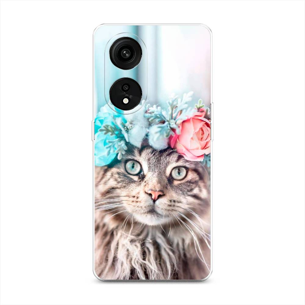 

Чехол Awog на Oppo Reno 8T 5G "Кот в венке", Серый;голубой;розовый, 2513150-2