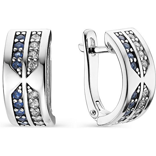 

Серьги женские из серебра АЛЬКОР 02-0875, фианит, 02-0875