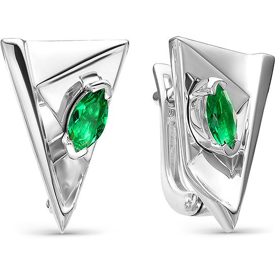 

Серьги женские из серебра АЛЬКОР 02-0560, изумруд, 02-0560