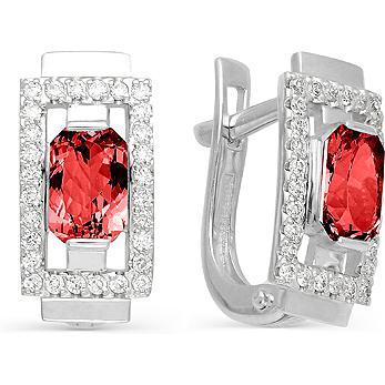 

Серьги женские из серебра АЛЬКОР 02-0276, гранат/фианит, 02-0276
