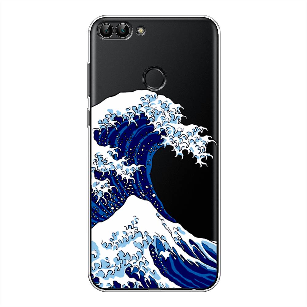 

Чехол Awog на Huawei Y9 2018 "Волна в Канагаве", Синий;белый, 64950-4