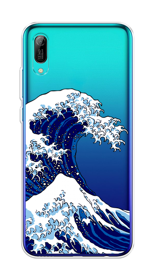 

Чехол Awog на Huawei Y6 Pro (Prime) 2019 "Волна в Канагаве", Синий;белый, 68150-4