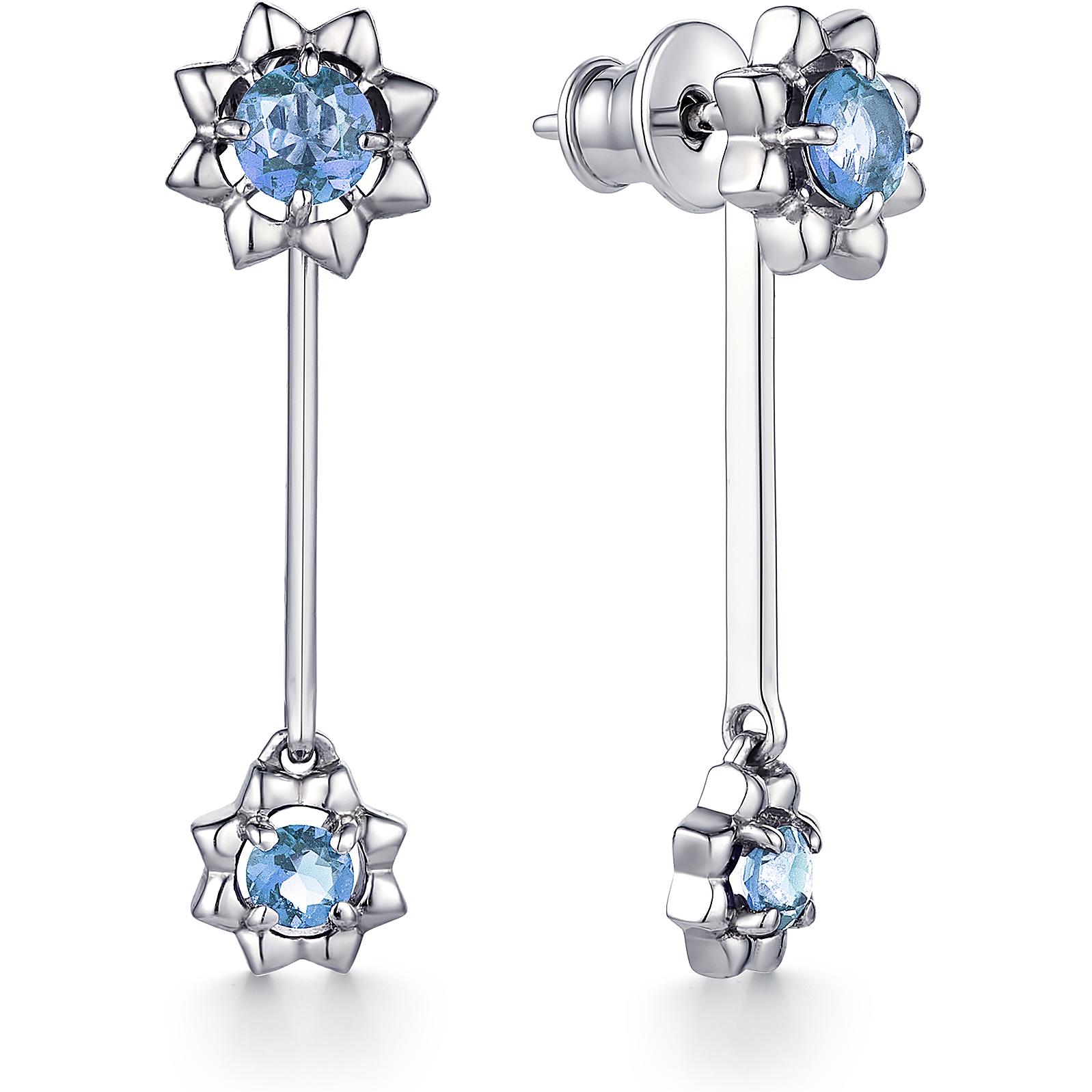 

Серьги женские из серебра АЛЬКОР 02-1408, топаз, 02-1408