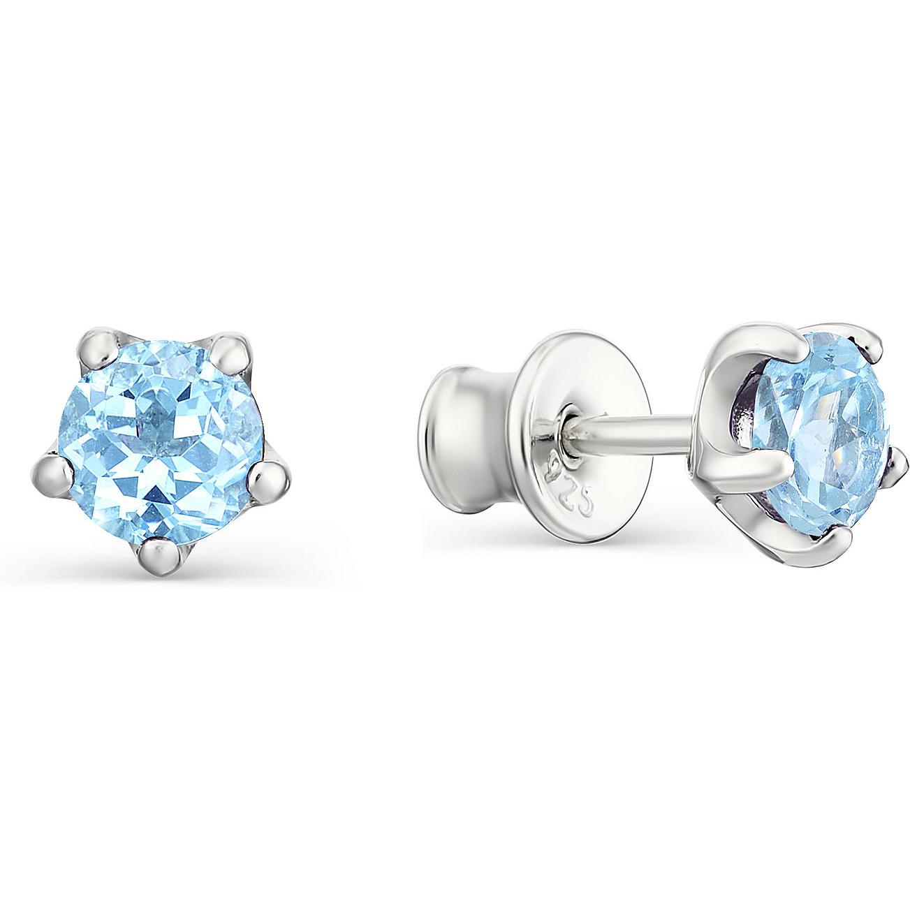 

Серьги-пусеты из серебра АЛЬКОР 02-1193, топаз, 02-1193