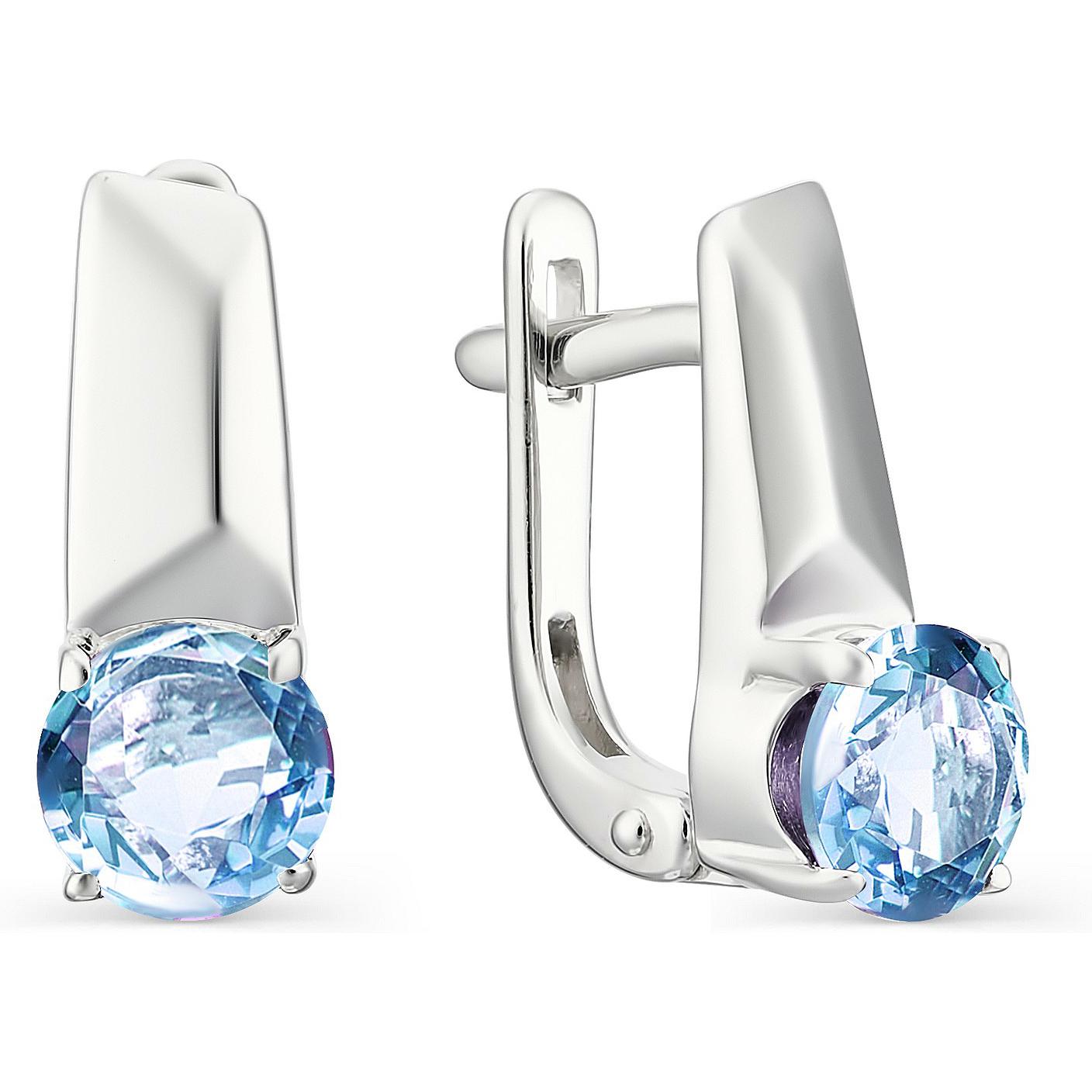 

Серьги женские из серебра АЛЬКОР 02-1216, топаз, 02-1216