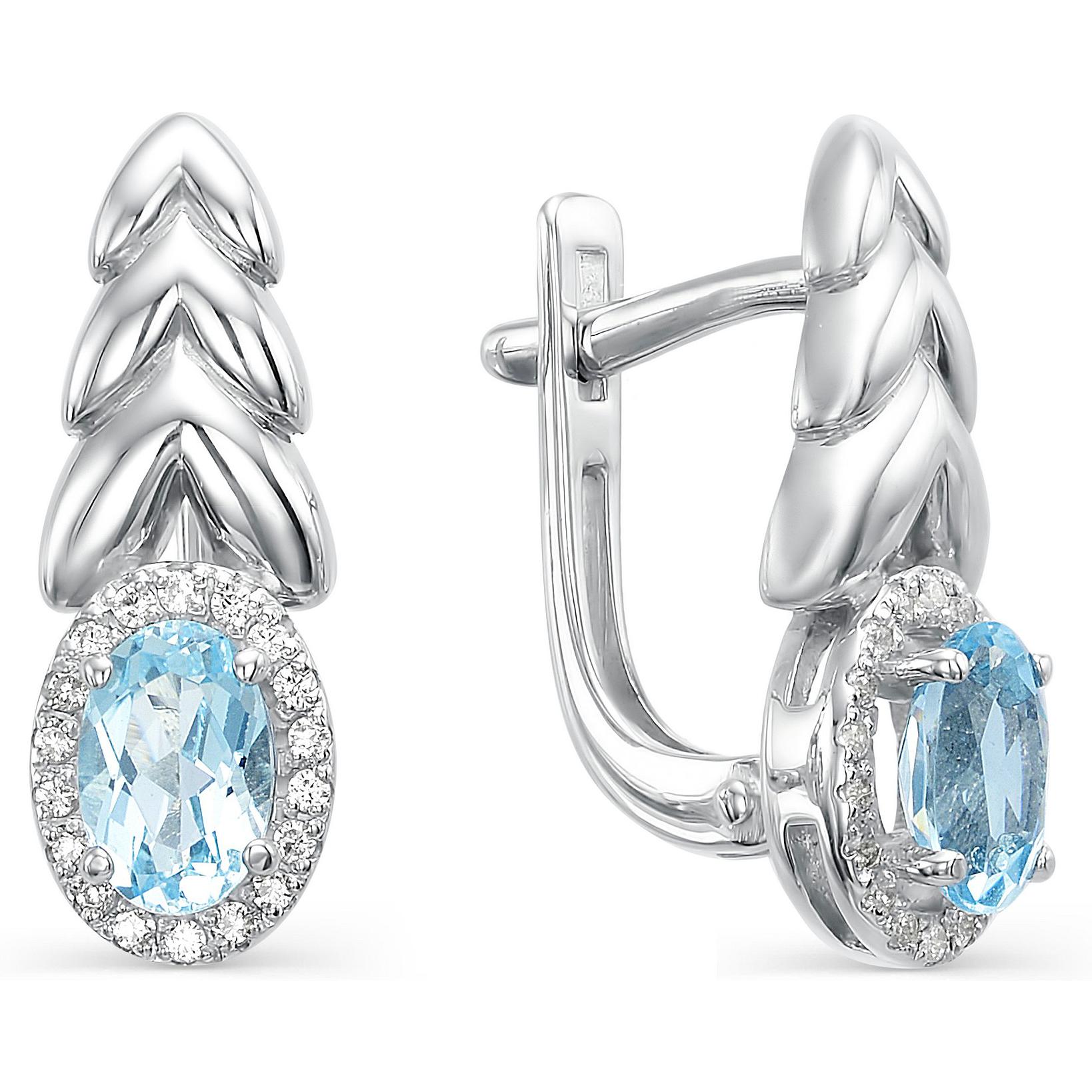 

Серьги женские из серебра АЛЬКОР 02-0335, топаз/фианит
