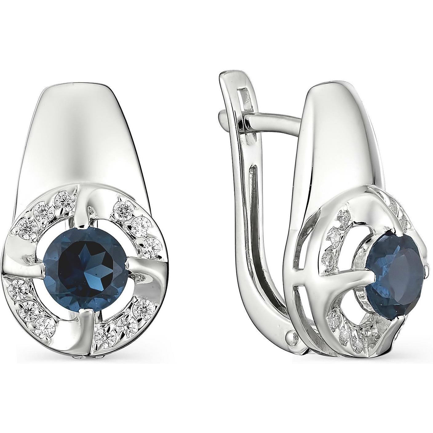 

Серьги женские из серебра АЛЬКОР 02-0914, топаз/фианит