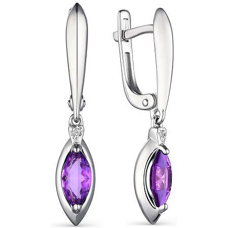 

Серьги женские из серебра АЛЬКОР 02-1910, аметист/бриллиант, 02-1910