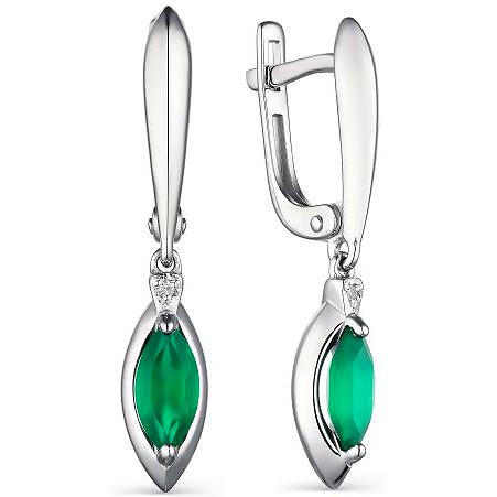 

Серьги женские из серебра АЛЬКОР 02-1910, агат/бриллиант, 02-1910