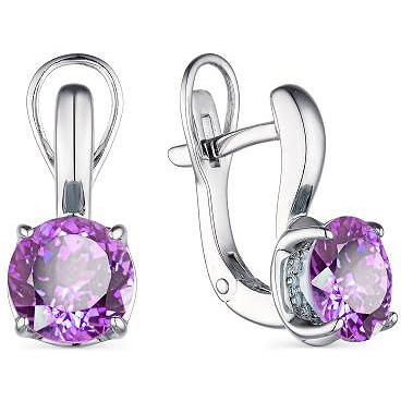 

Серьги женские из серебра АЛЬКОР 02-1876, аметист/фианит, 02-1876