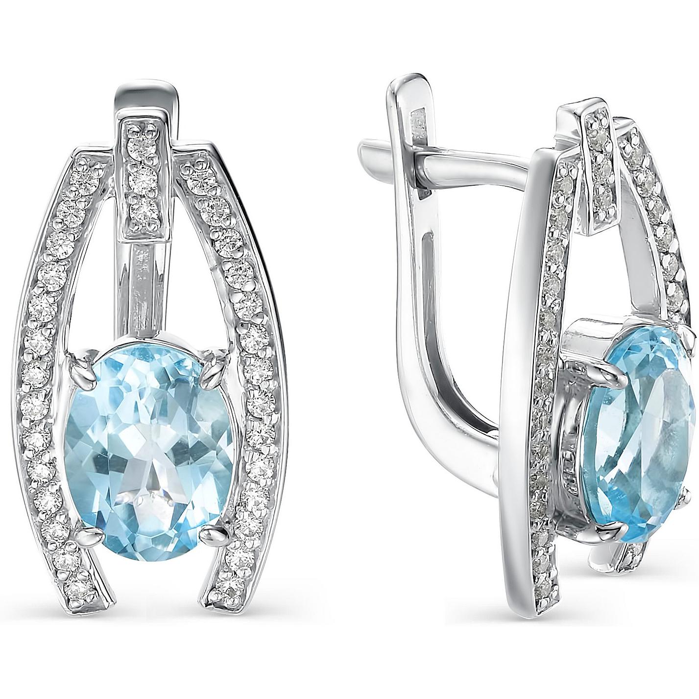 

Серьги женские из серебра АЛЬКОР 02-0545, топаз/фианит, 02-0545