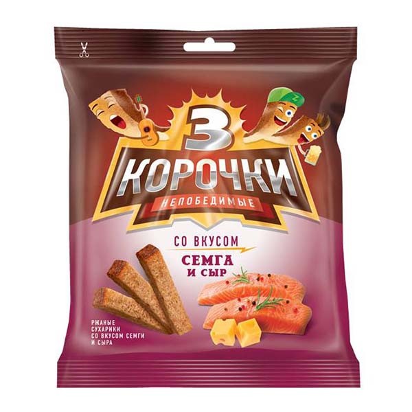 

Сухарики 3 Корочки Сыр с семгой ржаные 40гр