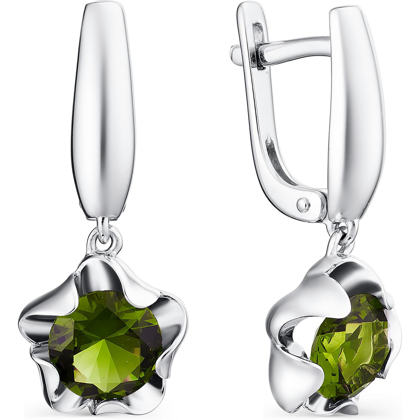 

Серьги женские из серебра АЛЬКОР 02-1124, турмалин, 02-1124