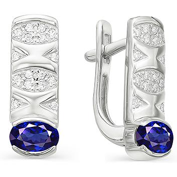 

Серьги женские из серебра АЛЬКОР 02-0348, сапфир/фианит, 02-0348