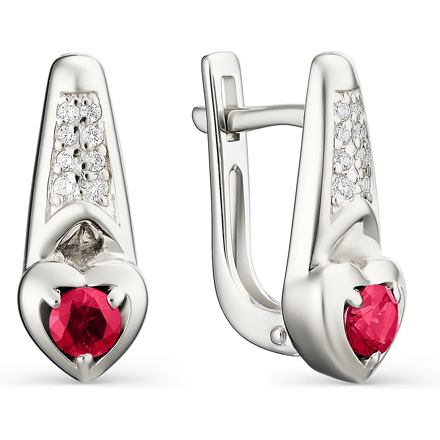 

Серьги женские из серебра АЛЬКОР 02-1083, рубин/фианит, 02-1083