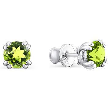 

Серьги-пусеты из серебра АЛЬКОР 02-1195, хризолит, 02-1195