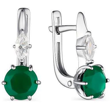 

Серьги женские из серебра АЛЬКОР 02-1928, фианит/агат, 02-1928
