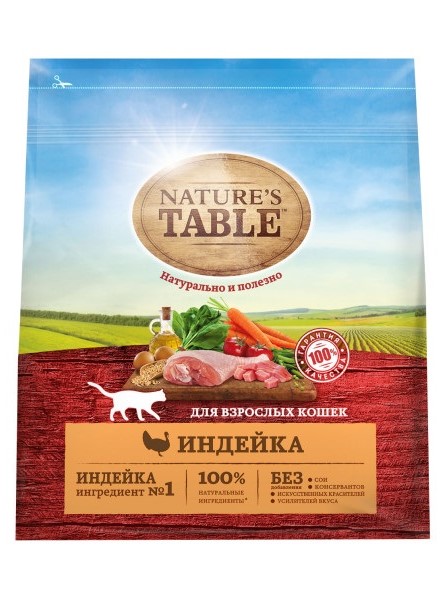 Сухой корм для кошек Nature's Table, индейка, 1,131кг