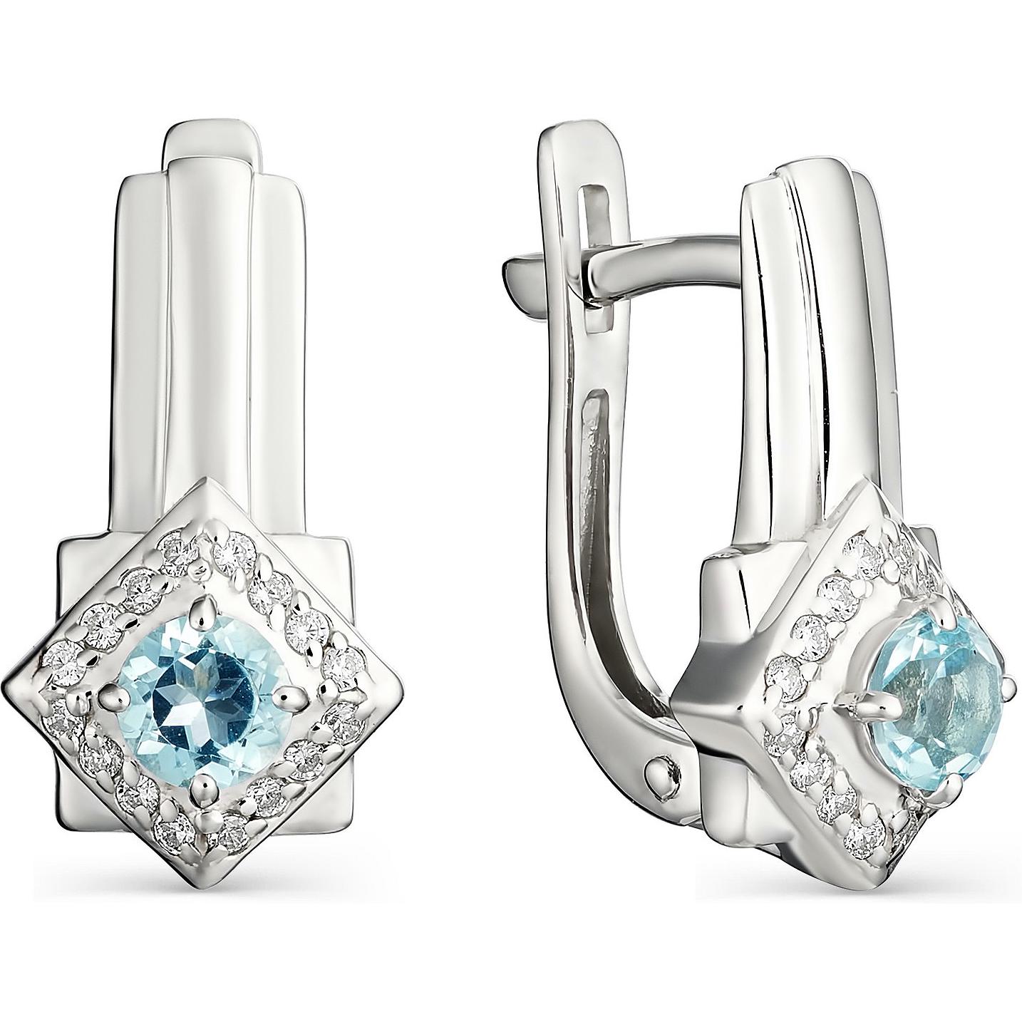 

Серьги женские из серебра АЛЬКОР 02-1053, топаз/фианит