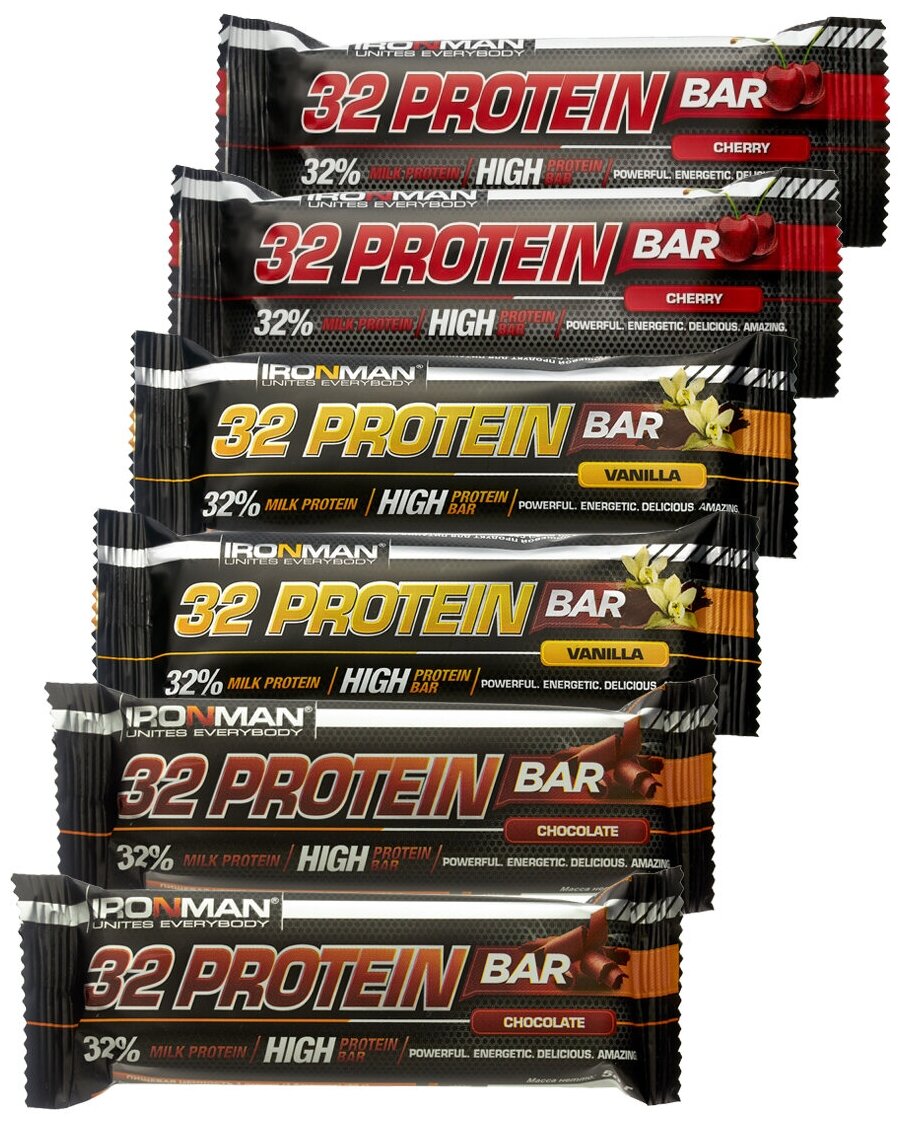 

Протеиновый батончик Ironman 32% Protein bar Ассорти 6х50г (Ваниль, Фрукты, Шоколад)