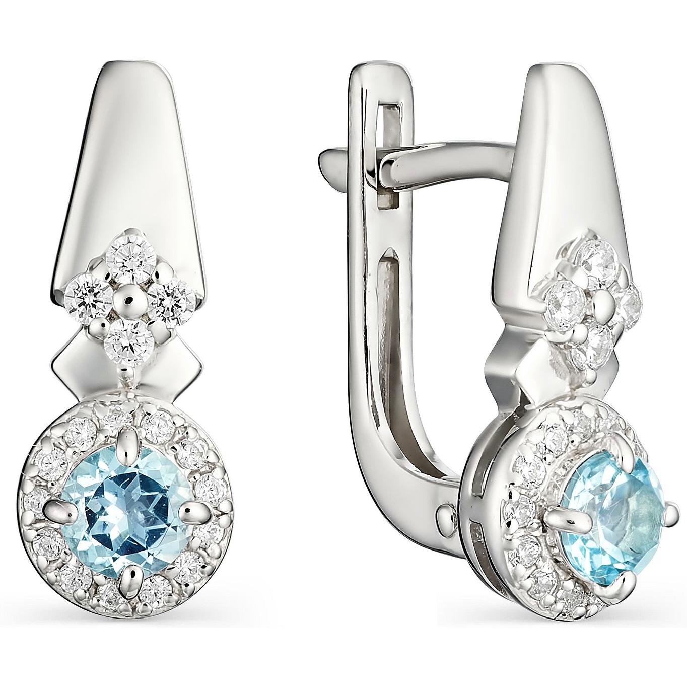 

Серьги женские из серебра АЛЬКОР 02-1047, топаз/фианит, 02-1047
