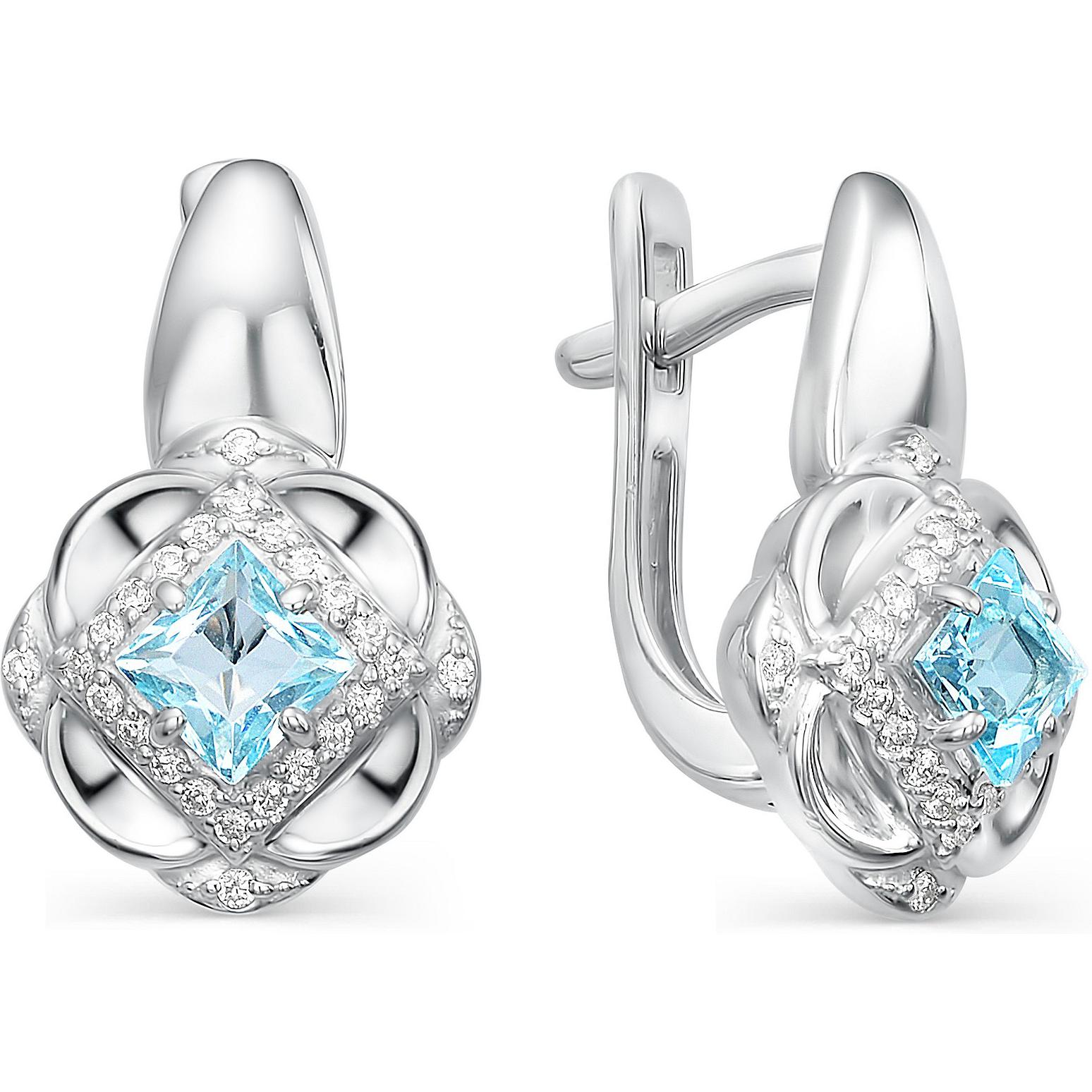 

Серьги женские из серебра АЛЬКОР 02-0349, топаз/фианит