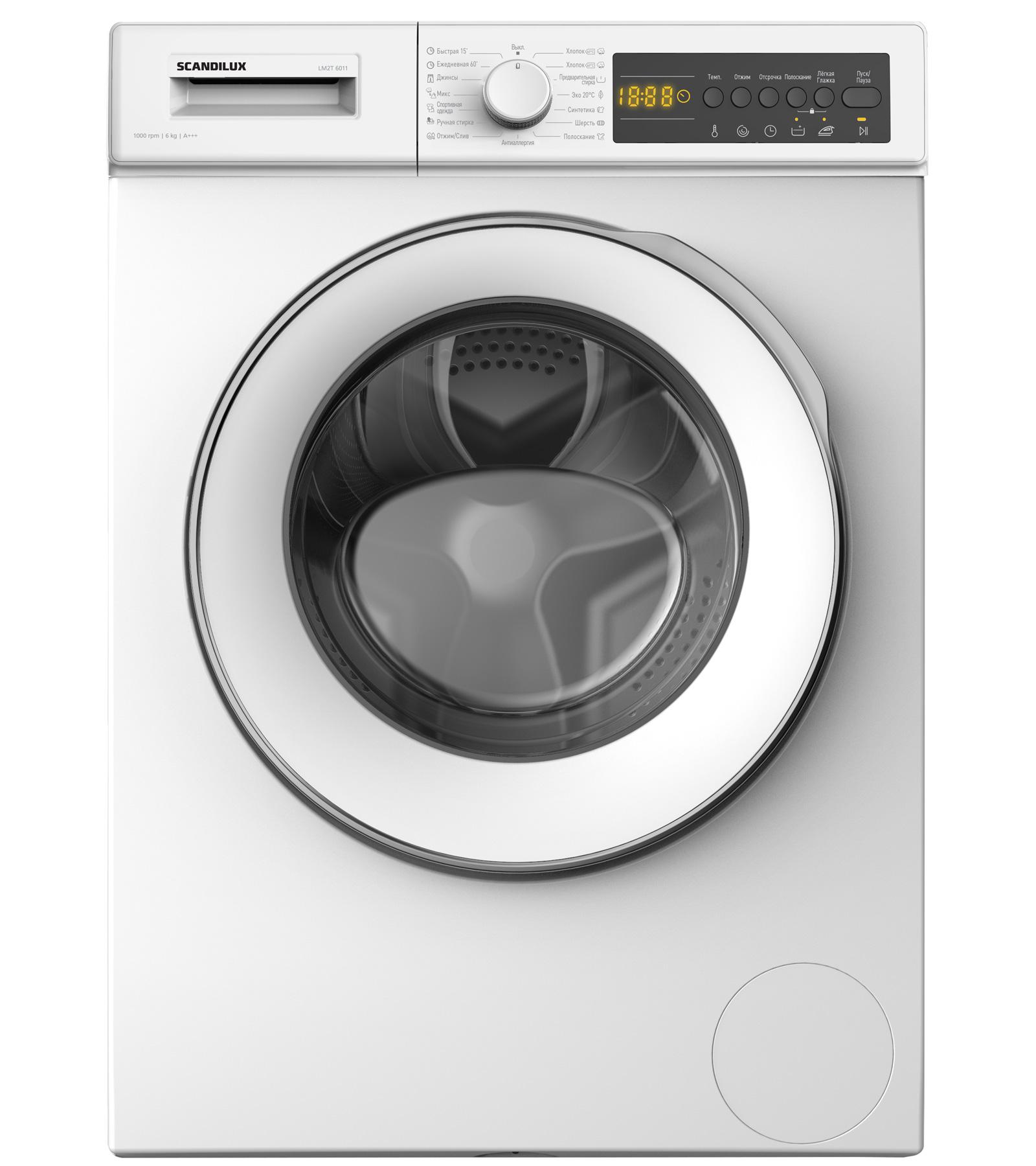 Стиральная машина Scandilux LM2T 6011 белый, серебристый беспроводная стиральная машина 60 бар 300 вт стиральная машина высокой мощности
