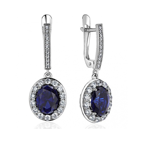 

Серьги из белого золота с сапфиром/фианитом Эстет 01С2213843-1, 01С2213843-1