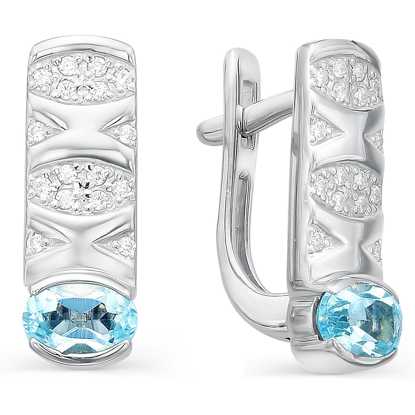 

Серьги женские из серебра АЛЬКОР 02-0348, топаз/фианит, 02-0348