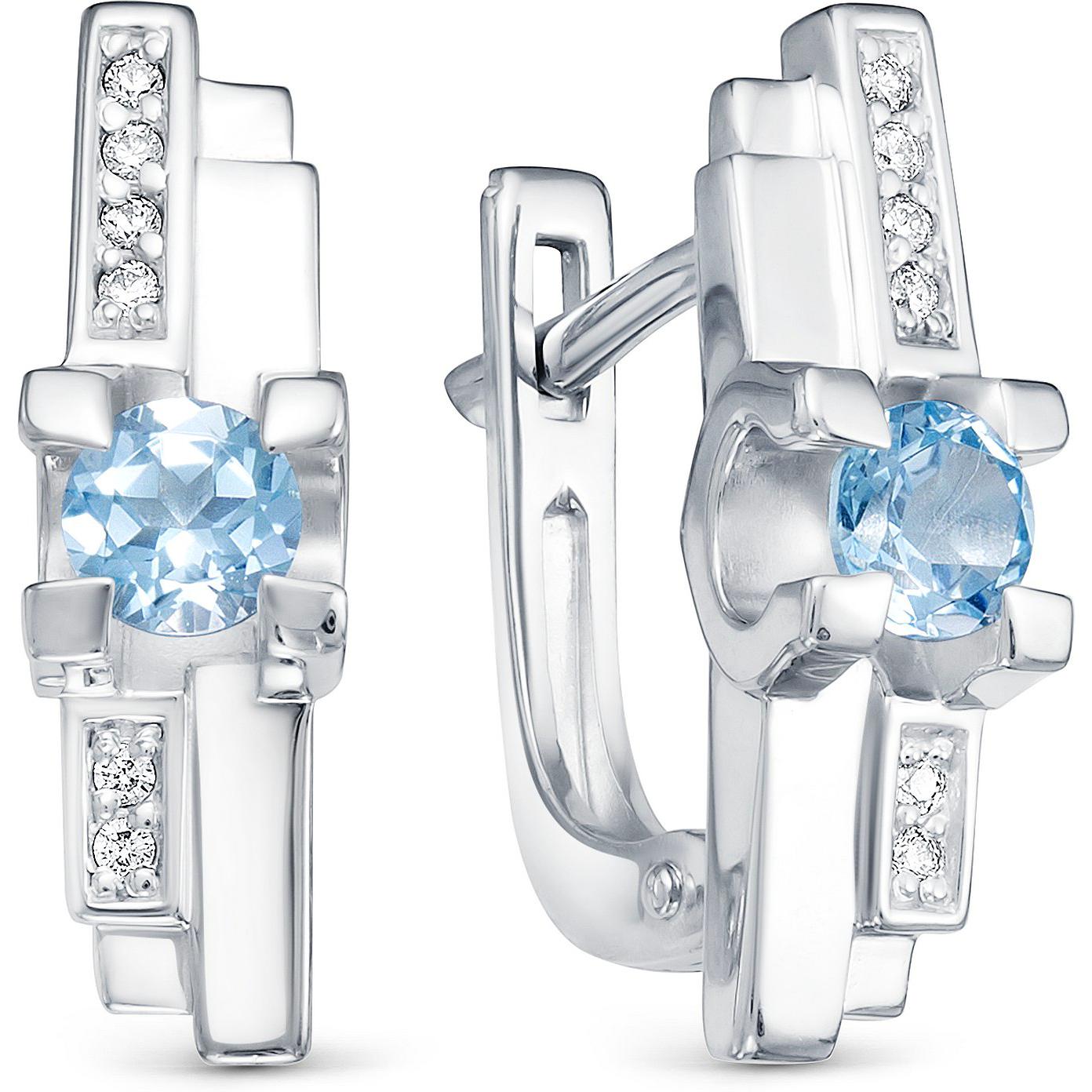 

Серьги женские из серебра АЛЬКОР 02-1043, топаз/фианит