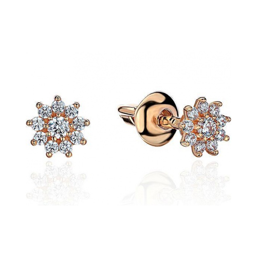 

Серьги из красного золота с фианитом Эстет 01С1113770, 01С1113770