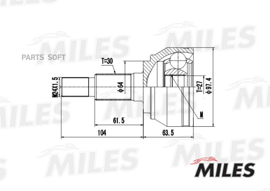 

Шрус Наружный Vw Touareg 3.0-3.6 02-06 (Gkn 304557) Ga20532 Miles арт. GA20532