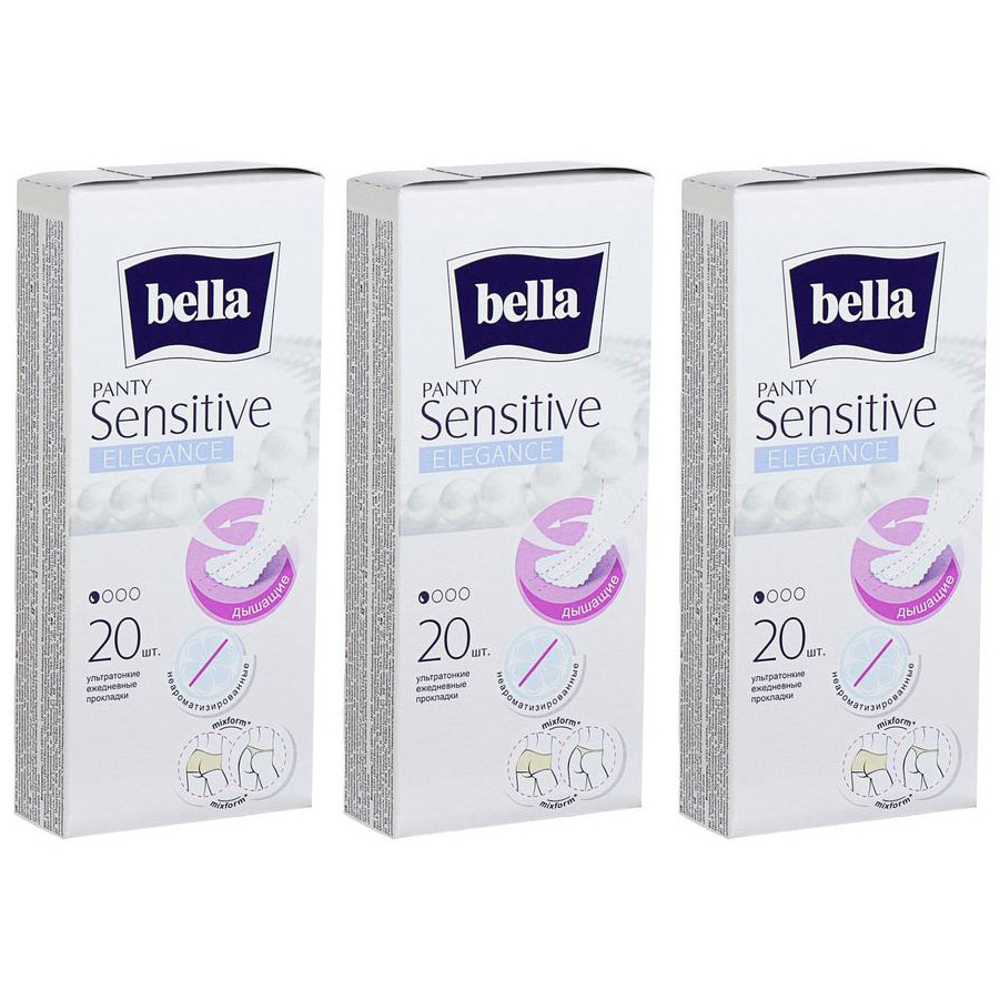 

Прокладки ежедневные BELLA PANTY SENSITIVE Elegance, 20 шт, 3 уп.