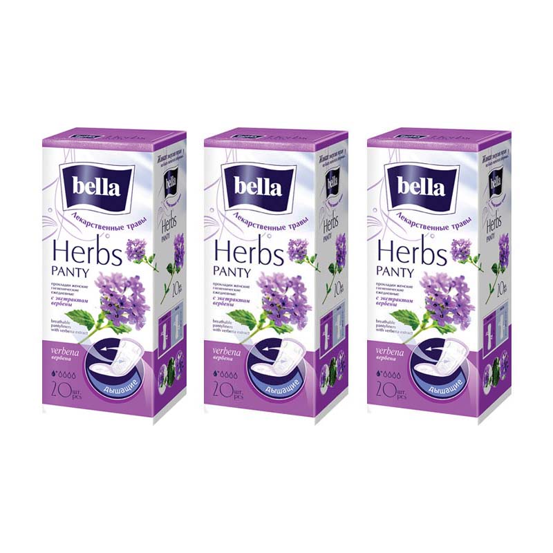 Купить Прокладки ежедневные BELLA PANTY HERBS Tilia с экстрактом вербены 20 шт, 3 уп.