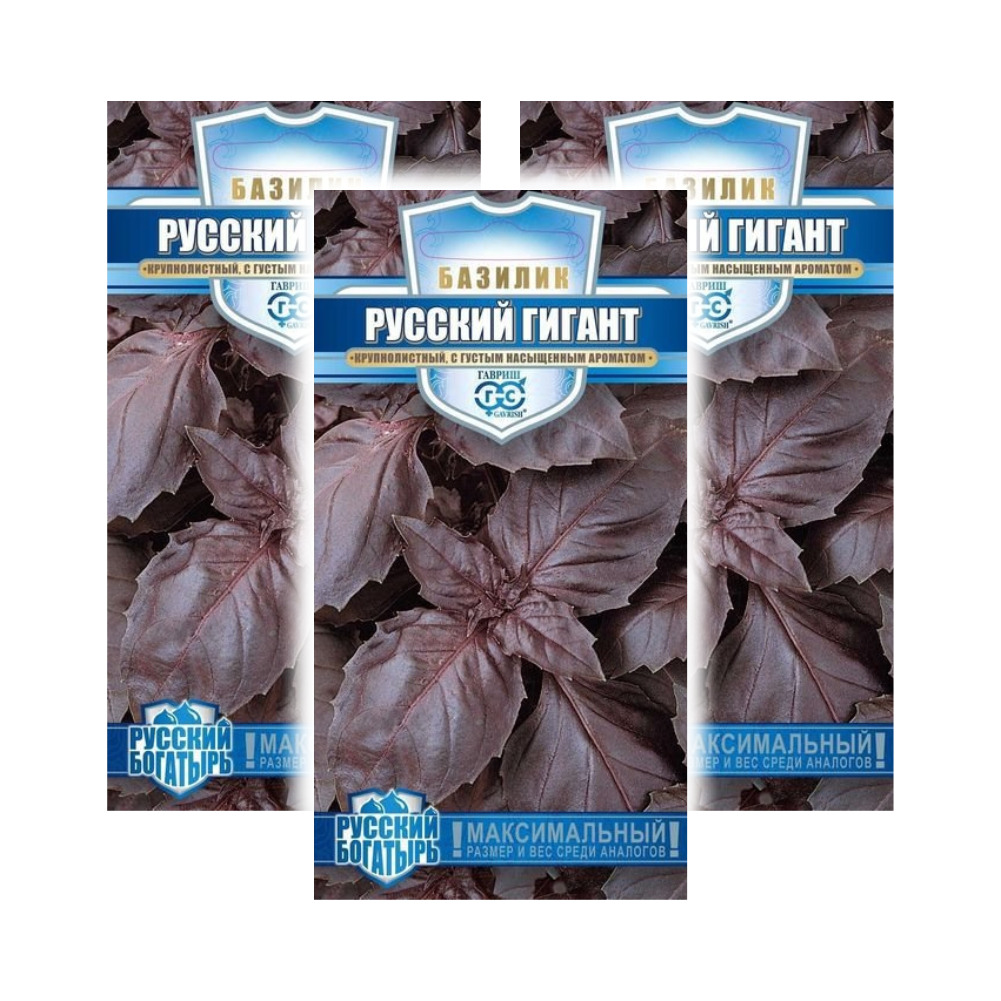 

Комплект семян Базилик Русский гигант фиолетовый Гавриш 94806 0,1 гр., 3 шт., Базилик