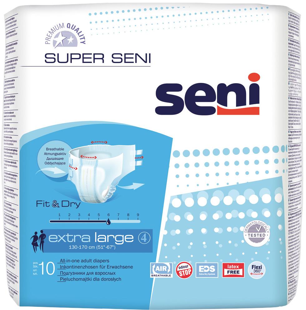 Подгузники Seni super Air XL Extra large талия 130-170 см 10 шт.