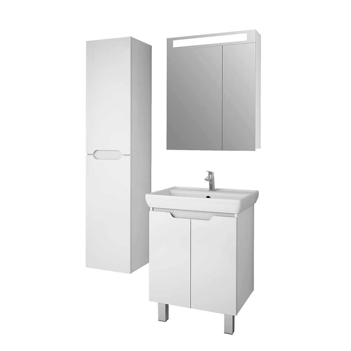 

Dreja.Eco Мебель для ванной комнаты Dreja Q Plus (D) 70 с дверками белый глянец