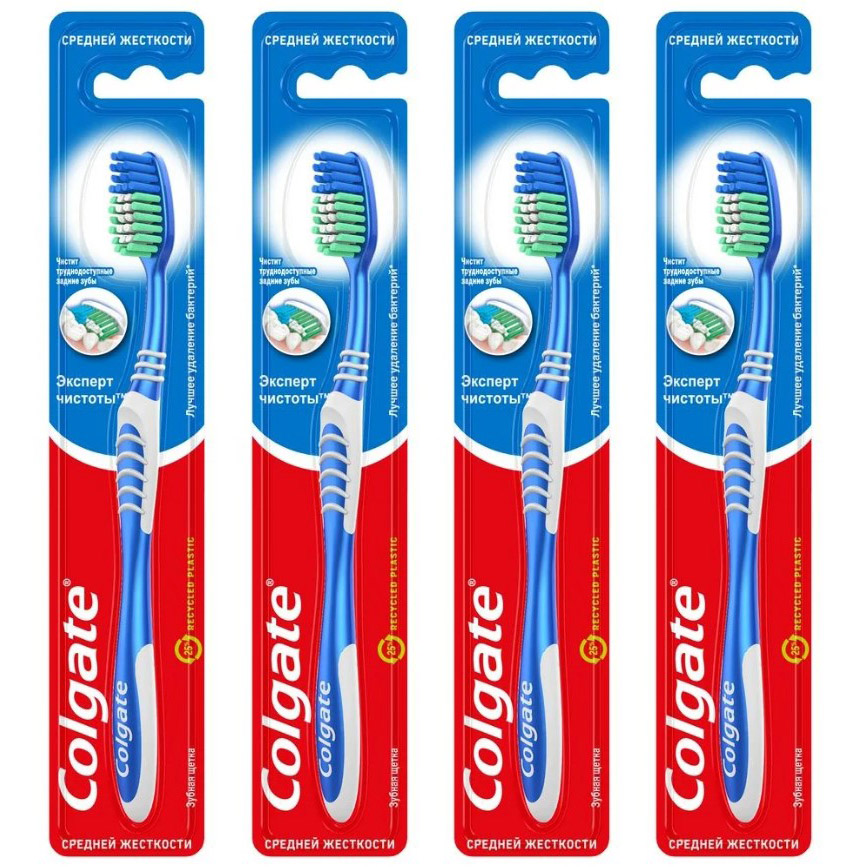 фото Зубная щетка colgate эксперт чистоты средняя, 4 уп.