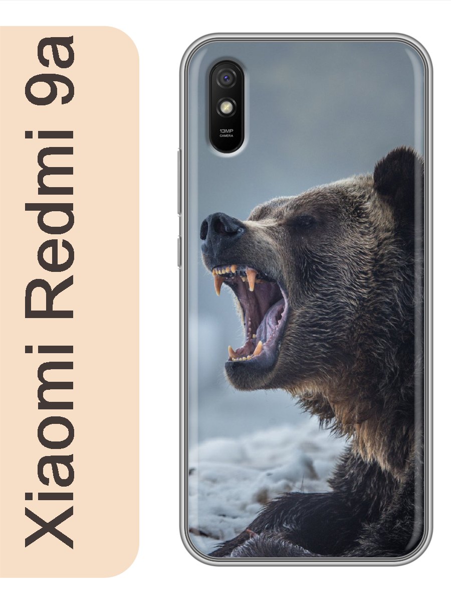 

Чехол на Xiaomi Redmi 9a медведь 844, Прозрачный, red9azhiv